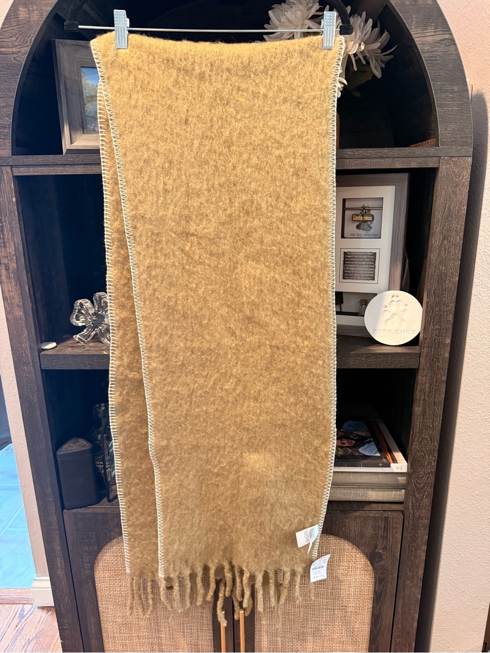 J. Crew Mustard Yellow Fringe Mohair Blend Scarf
